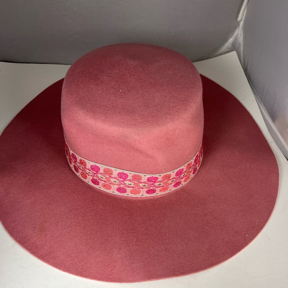 Lack of Color Wide Brimmed Rose Pink Hat XLarge 61 Australian Wool - Picture 1 of 5